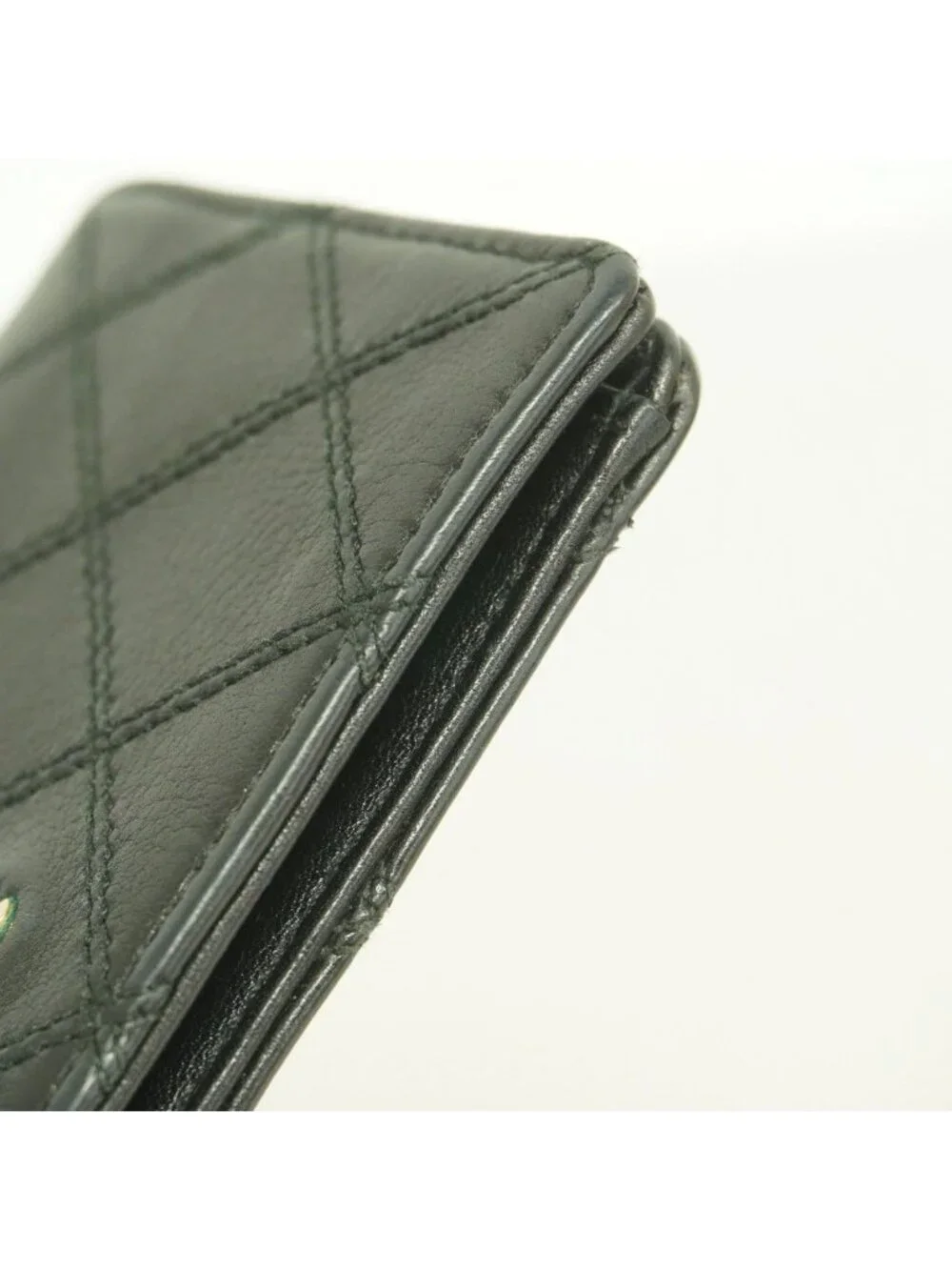 Chanel Card Case Bicolor Leather Black Gold